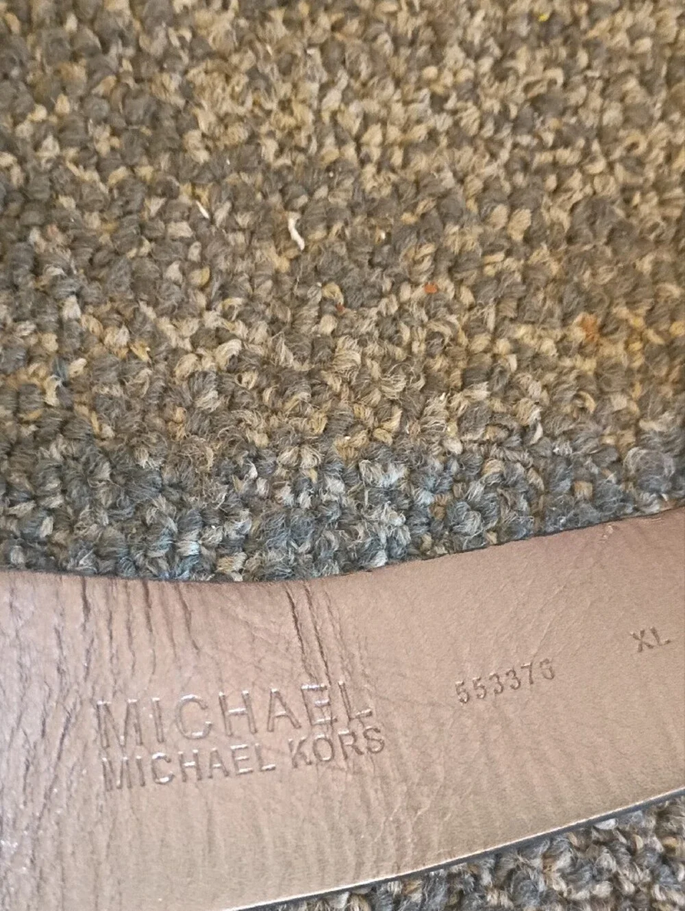 Michael Kors Womens Black and Silver MK Logo Belt Size XL